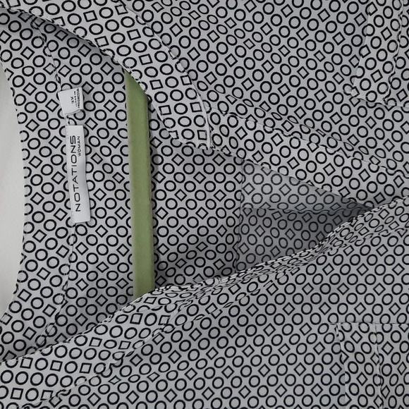 3X button front geometric print top blouse Notations Woman brand - Picture 2 of 9